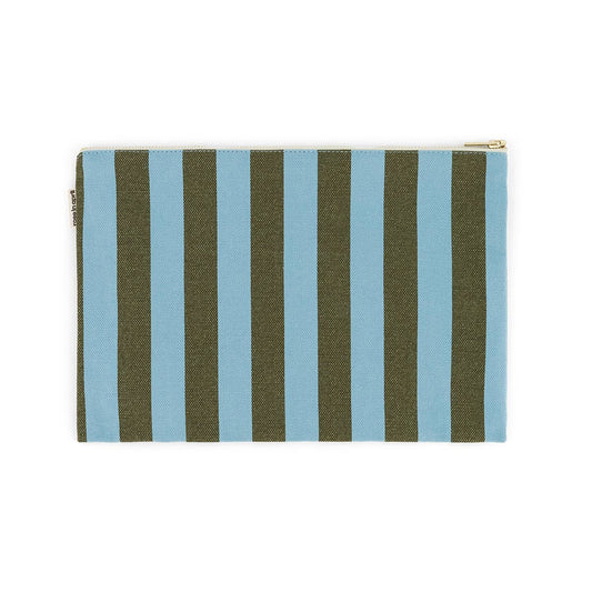 LILI FLAT POUCH STRIPES OLIVE / BLUE