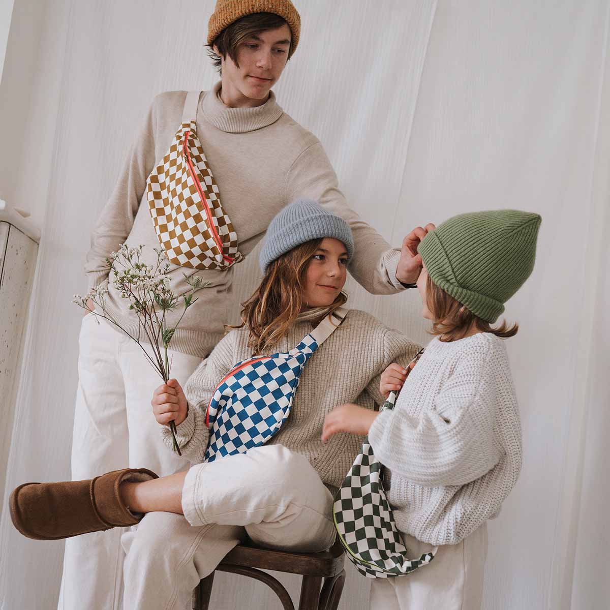 WOMEN BUM BAG CHECKERBOARD CARAMEL: Checkerboard