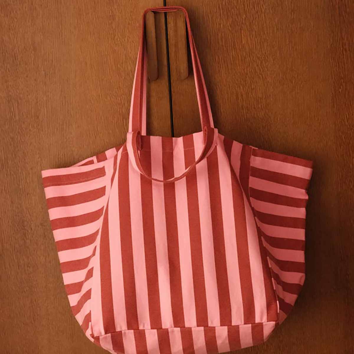 ELISA TOTE BAG STRIPES BRICK / PINK